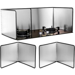 Grease Splatter Guard 2 Pieces 2 Sided Splash Guard for Stove Foldable Backsplash Protector Behind Stove Nonstick Stainless Steel Backsplash for Stove Screen Protector (15.75 x 15.75 Inches)