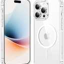 FNTCASE for iPhone 13 Pro-Max Case: Clear Magnetic Phone Cases Compatible with Magsafe Slim Anti Yellowing Military Grade Drop Protection Rugged Protective Transparent Cell Phone Cover (A-Clear)