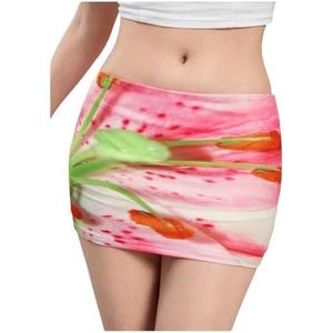 RoseSeek Women's Floral Print Boho Mini Skirt High Waisted Skinny Bodycon Short Skirts M