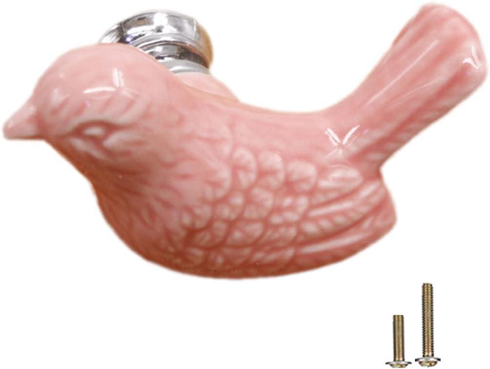 10Pcs Bird Shape Ceramic Kids Drawer Knobs,Cute Cartoon Animal Cabinet knobs with 2 Kinds Screws,Baby Boys Girls Dove Knobs Handles Pulls for Drawer Cupboard Dresser Bookcase (10, Bird-Pink)