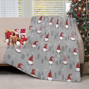 Christmas Throw Blanket Christmas Gnome Blanket Winter Holiday Snowflake Xmas Tree Throw Blankets Lightweight Soft Warm Cozy Bed Blanket for Couch Sofa 40x50 Inch, Grey