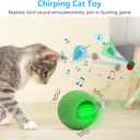 Interactive Cat Toys for Indoor Cats, Interactive Cat Ball Toy with Elastic Mesh Tail, Automatic Cat/Kitten Toys with Chirping & Motion Activate, Cat Toys for Bored Indoor (Green)