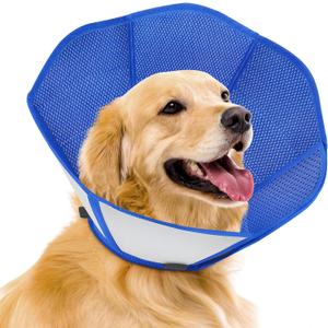 Foldable Dog Cone Collar After Surgery, Adjustable Soft Dog Cone, Soft Inner & Sturdy Protective Recovery Collar to Prevent Dogs from Licking Wounds (L) (L(Girth:13.2-18.5in, Depth:11.0in))