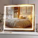 Hasipu Vanity Mirror with Lights, 23.6" x 18.1" LED Makeup Mirror, Light up Mirror with Smart Touch 3 Colors Dimmable, Brightness Adjustment, 360 Rotation (White) (23.6"L x 18.1"W)