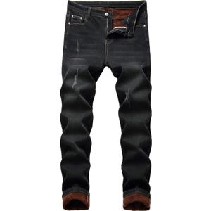 FREDD MARSHALL Men's Fleece Lined Skinny Winter Slim Fit Thicken Warm Stretch Jeans