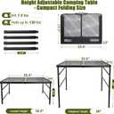 Folding Grill Table: 3x2 Ft Portable Camping Table, Lightweight Height Adjustable Metal Table with Mesh Desktop and Carrying Handle,Portable Grill Table for Camping, Picnic, Beach and BBQ, 35.4"D x 23.6"W x 26"H