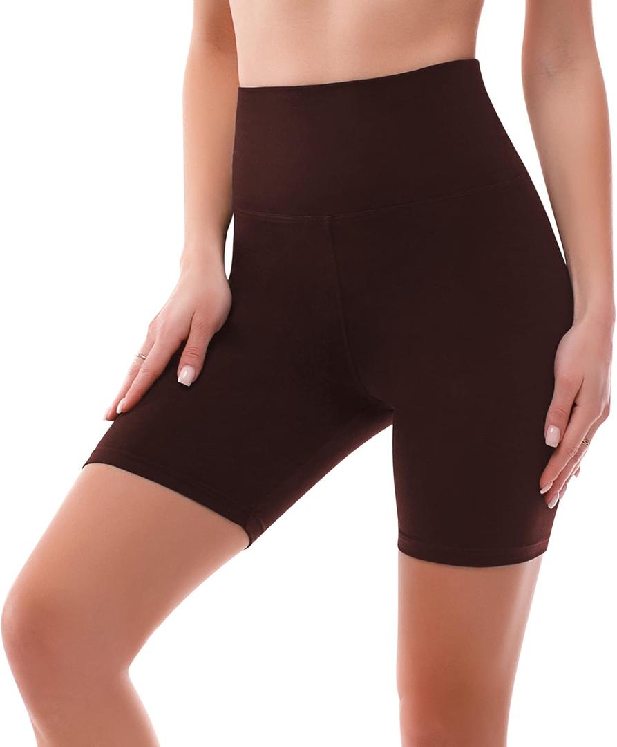 SINOPHANT High Waisted Women Biker Shorts - 6 Buttery Soft Elastic Tummy Control Shorts for Gym, Yoga, Workout (Small-Medium, Brown) SINOPHANT High Waisted Women Biker Shorts - 6 Buttery Soft Elastic Tummy Control Shorts for Gym, Yoga, Workout (Small-Medium, Brown)