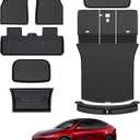 Tesla Model Y Floor Mats for 2025 2026 Juniper, 8PCS All Weather Full Set Cargo Liners Accessories, 3D TPE Odorless Floor Mat Trunk Frunk Rear Well Mats Custom for 5-Seater(Not Fit 7Seat)