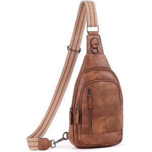 CLUCI Crossbody Bags for Women Men,Leather Sling Bag Cross Body Backpack for Woman Gifts for Women Birthday Unique (0-1 Brown)