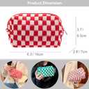 PAZIMIIK Checkered Makeup Bag for Purse Portable Zipper Make Up Pouch Small Cosmetic Case for Travel Accessories (6PCS Red)