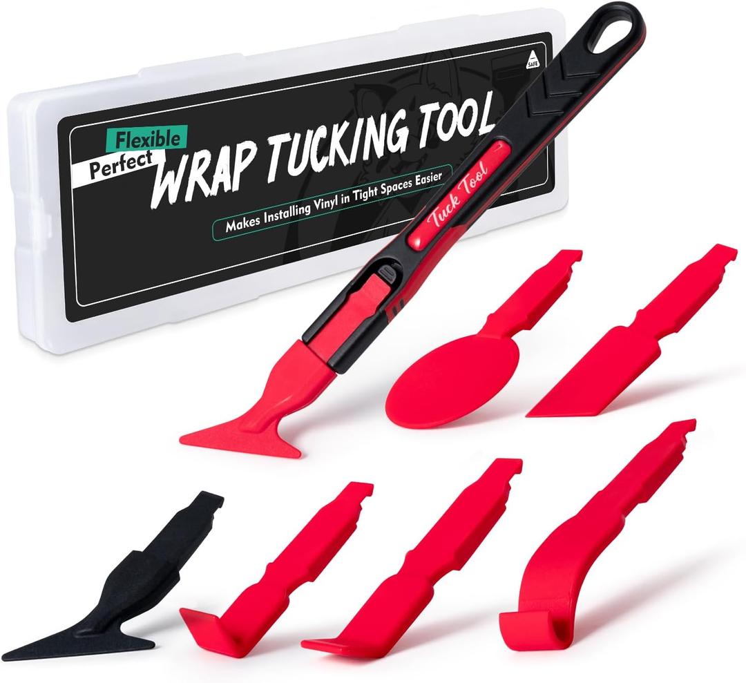 FOSHIO 7 in 1 Vinyl Wrap Tools for Tucking into Tight Seams, Professional Car Wrapping Tools Different Hardness Flexible Micro Squeegee Vinyl Tuck Tools Edge Wrap Squeegee for Vinyl Wrapping