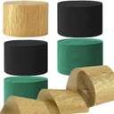 We Moment Black and Dark Green Gold Crepe Paper Streamers Party Streamer 1.8 Inch Widening 6 Rolls,Black and Dark Green Gold Party Decorations Streamer 82 feet per roll for Birthday Party Decorations