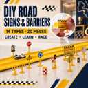 16.5Ft Flexible Race Car Track with 4 Cars, Suction Cups, Hooks & Roadblocks, Compatible with 1:64 Scale Toy Cars, Portable DIY Racetrack Gift for Kids Ages 3+ Yellow, 198 inches x 3.35 inches x 0.8 inches