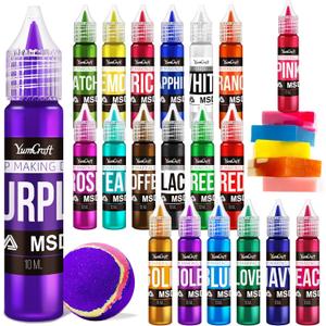 Soap Dye, 20 Colors Skin Safe Soap Colorant Bath Bomb Color Dye for DIY Soap Making Supplies, Bath Bomb, Lotion, Food Grade Concentrated Soap Coloring for Soaps, Bath Products, 0.35 Fl.oz Each