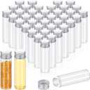 100 Pcs Small Clear Vials Spice Mini Jars with Lids Mini Glass Bottles with Screw Aluminum Metal Caps Tiny Jars Sample Containers for Powder Cream Cosmetic Jewelry Wedding (20 ml,Silver Caps)