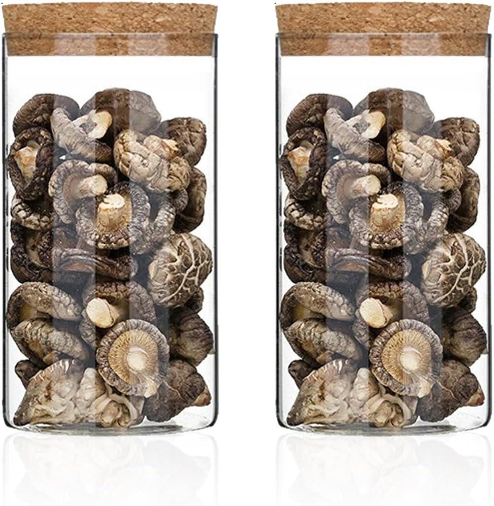 Airtight Glass Storage Containers with cork Lid, for Kitchen Pantry Organization and Storage jarIdeal for Coffee Beans Snacks Flour Cereal Sugar Tea 24oz. (Circular 5.9 * 3.3in*2pcs)