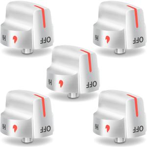5 Pcs 5304509064 Knobs Replacement for Frigidaire Gas Stove Knobs, 5304509929 Replace Frigidaire Gas Range Stove Knobs with Part Number A067503, 4546390, FFGF3056TSA, FCFG3062A, GCRG302LAFA