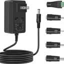 VHFZK 24V 1.5A 1A 0.5A Power Adapter 100V-240V 24 Volt Power Supply Cord DC to AC with 5 Selectable Plugs, DC24V Transformer for LED Strip Light, CCTV Camera, Essential Oil Diffuser