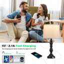 23'' Farmhouse Table Lamps for Living Room Set of 2 with USB C+A Ports, Retro Bedside Lamp for Bedroom, Office, Dining Room, Knob Switch, 3 Color Temperatures, Bulb Included, Black