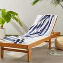 Amazon Basics 100% Cotton Soft & Absorbent Beach Towels, Cabana Stripe, Fast Drying, Machine Washable, Large 30 in x 60 in, Navy Blue, 2-Pack