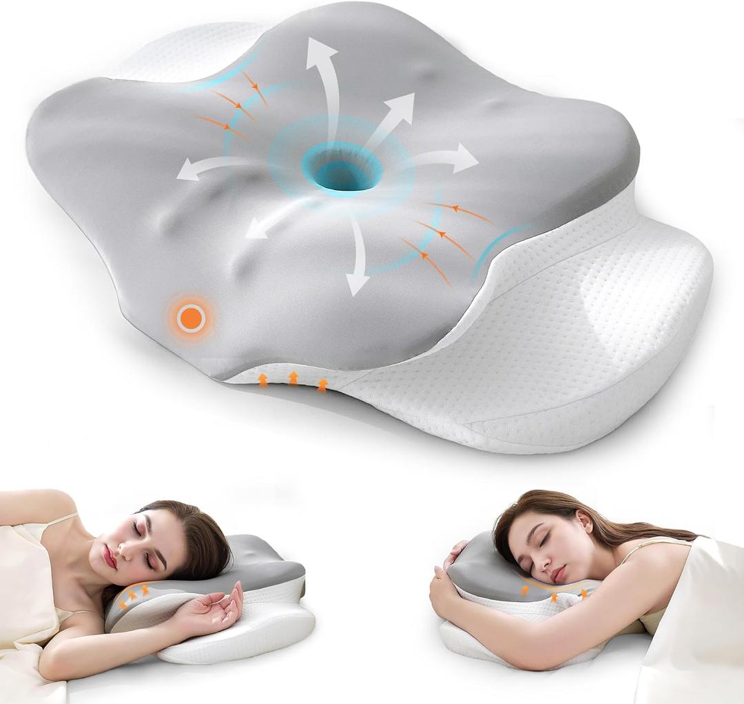 Cervical Pillow for Neck and Shoulder Pain Relief, Contour Memory Foam Ergonomic Neck Support Pillows with Washable Pillowcase for Side Back Stomach Sleepers