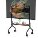 Easel Rolling TV Stand on Wheels for 32-75 Inch TVs with Shelves & Pegboard