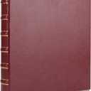 LETVPVOW Vintage Hardback 3 Ring Binder 1 Inch, Professional Leather Binder 3 Ring, Three Ring Binders Fits 8.5" x 11", D Ring Binders for Photo Album, Home, School and Office Supplies- Dark Red