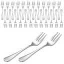 36 Pcs Oyster Fork Appetizer Seafood Forks Portable Stainless Steel 3 Prong Fruit Fork Small Cocktail Salad Dessert Forks for Tasting Crab Escargot Party Travel, 5.5 Inch Silver
