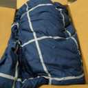 Amazon Basics 5-Piece Lightweight Microfiber Comforter Set with Sheets, Bed-in-a-Bag, Navy with Grey Plaid Bedding, Twin/Twin XL