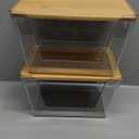 Trash Bag Holders with Bamboo Lids 2 Pack, Garbage Bag Dispenser with Lid, Open Front Stackable Storage Bins, Storage Container for Kitchen, Laundry Organization, Kitchen, Pantry,Under-Sink