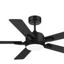 Ceiling Fans with Lights, 52 Inch Ceiling Fans with Lights and Remote, 5-Speeds Noiseless Reversible DC Motor, 5CCT, Modern Ceiling Fan for Farmhouse Bedroom Patio, Black