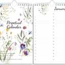 Perpetual Calendar – Undated Calendar 12-Month for Birthday, Anniversaries, Important Days, Festivals Reminder, 6'' x 10'' with 2 Lines Per Days, Twin-wire Binding, Thicker Paper, Minimalist Flowers