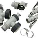 Plunger Valve & Hose Conversion Adapter B Kit & Hose Pipe Holder Replacement for Above Ground Pool (2 Pack)