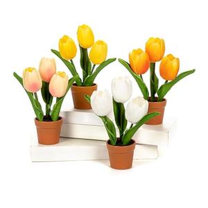 Flair Flower Artificial Tulips in Pot Real Touch Flowers Spring Decoration Easter Decoration Tulip Tulip Bouquet Latex Artificial Tulip Single Flowers Artificial Flowers Flowers Table Decoration Stem 