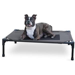 K&H Pet Products Outdoor Elevated Dog Cot, Breathable Cooling Elevated Cot Hammock Pet Bed for Medium Dogs, Washable Mesh Cover, Raised Metal Frame, Collapsible, Portable - Medium 32 X 25in Charcoal