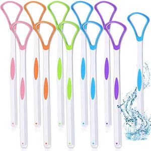 Yerliker 10 Pcs Tongue Scraper Cleaner, Tongue Scrapers for Adults, Portable Oral Brush Oral Healthy Care Tools, Fight Bad Breath