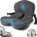 MYFAMIREA Truck Seat Cushion, Memory Foam Trucker Seat Cushion for Truck Driver Long Sitting with Adjustable Strap, Back Support and Pain Relief for Trucker Driving Office Chair and Pain, Dark Gray (Average Size)