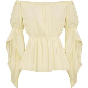 Scarlet Darkness Renaissance Shirt for Women Bell Sleeve Peasant Tops and Blouse (Yellow, XL)