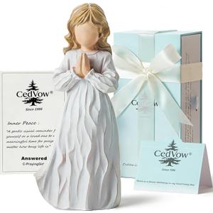 Answered Angel of Prayer Figurine, Solid Resin Praying Angel Figurines Spiritual Decor Statue for Women Girl Religious Hope Sympathy Statues Figure Gifts,Luxury Gift Box with Ribbon &Card-6.2''