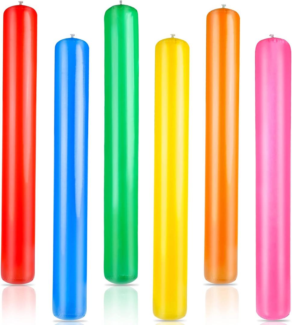 KIMOBER 6PCS Inflatable Pool Sticks,Colorful 41.3 Inch Giant Blow Up Pool Swimming Noodles Water Float for Swimming Pool Beaches Lake Party Decor