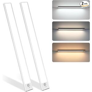 Upgraded Motion Sensor Under Cabinet Lights, 30CM/11.81'' Rechargeable LED Closet Lights, Magnetic Dimmable Counter Light with 3 Colors
