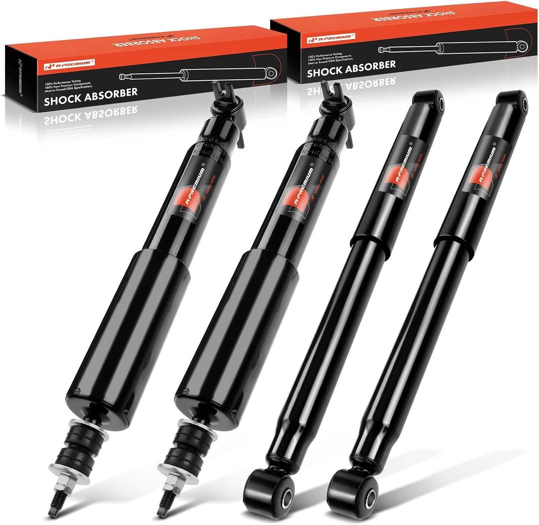 A-Premium Front and Rear Shocks Compatible with [RWD] Chevy Silverado 1500 (Classic) & GMC Sierra 1500 (Classic), 1999-2007, Extended/Standard Cab - 4x Replacement Suspension Shock Absorber Strut
