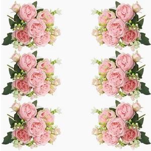 8 PCS Pink Flowers Artificial, Simulated Flowers Blossoms, Plastic Fake Plants for Decoration, Wedding, Nursery Wall