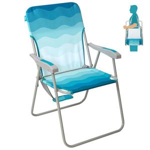 #WEJOY Folding Beach Chair for Adults, Lightweight Beach Chair with Shoulder Straps, High Back Camping Chairs with Hard Armrest, Supports 300lbs for Outdoor Lawn Concert (Cyan White)