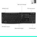 Logitech K270 Wireless Keyboard for Windows, 2.4 GHz Wireless, Full-Size, Number Pad, 8 Multimedia Keys, 2-Year Battery Life, Compatible with PC, Laptop, Black