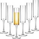 Set of 6 Plastic Acrylic Crystal Champagne Glasses Flutes Hand Blown Champagne Goblets Classic Wine Stemware for Wedding Party Anniversary Christmas Toasting, 6 oz (Clear)