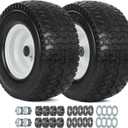 GICOOL 13x6.50-6 Tire and Wheel, 13x6.5-6" Flat-free Lawn Mower Tires, 3-6.5 Centered Hub, 3/4" or 5/8" Bearing, Universal Fit Garden Tractor Front Wheels, 4 Ply, V-Turf Pattern, 2 Pack