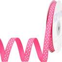 Hot Pink Polka Dot Grosgrain Ribbon, 3/8 Inch x 25 Yards Hot Pink Grosgrain Ribbon with White Dots, Polyester Craft Ribbons for Hair Bows, Gift Wrapping, Spring Easter, Wedding, Sewing & DIY