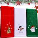 Upgraded Thick & Large 16" x 27" Christmas Hand Towels, 100% Pure Cotton Bathroom Towel Set Kitchen Washcloths for Drying & Cleaning, Perfect Xmas Holiday Home Decor Set of 3 (Red, White, Green)