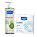 Mustela Certified Organic Micellar Cleansing Water & Reusable 100% Cotton Eco-Wipes Bundle - For Makeup Removal or Baby Quick Cleanups